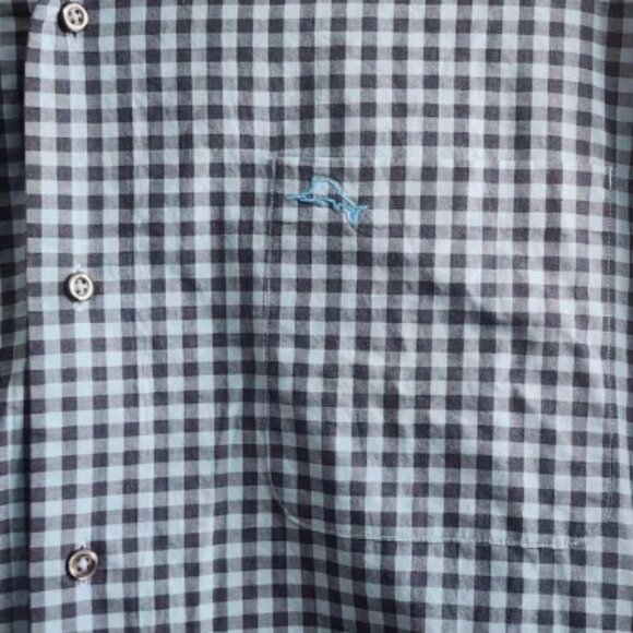 Tommy Bahama Shirt Mens 2XL Blue Check Button Up Long Sleeve Pima Cotton Casual - Picture 2 of 10